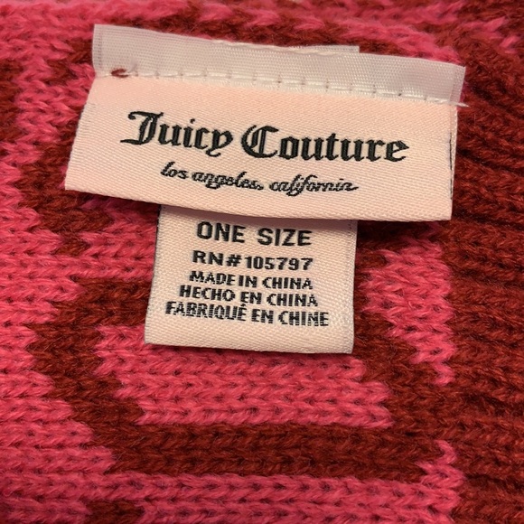 NWT Juicy Couture Scarf & Hat Set Red& Pink. - Picture 6 of 8
